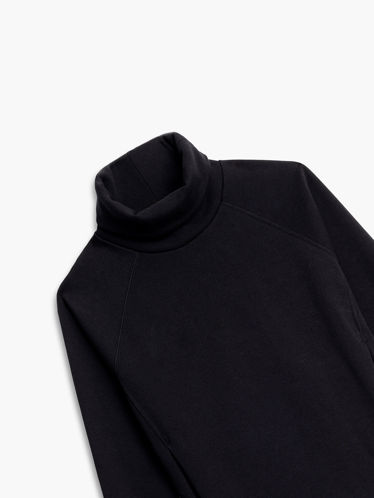 women's black hybrid fleece funnel neck close up of front