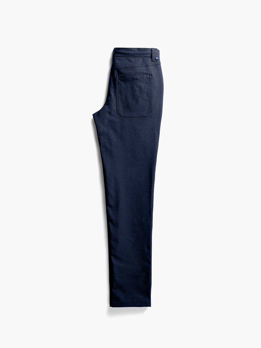 Men's Navy Kinetic Twill 5-Pocket Pant flat shot of back folded