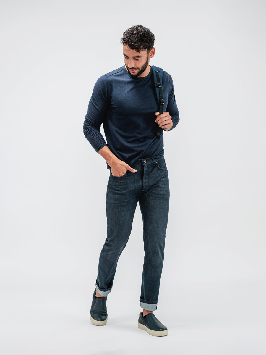 Chroma Denim Mod Faded Indigo and the Composite Long Sleeve Tee Navy