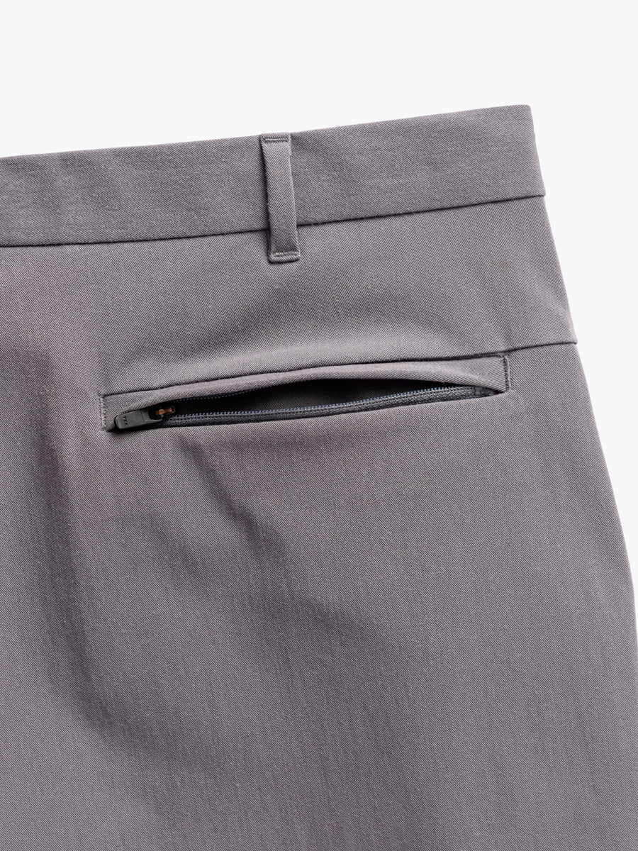 men's medium grey pace tapered chino zoomed shot of zippered back pocket