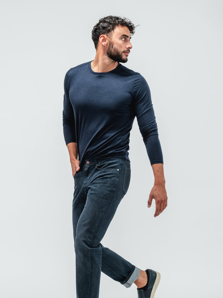 Chroma Denim Mod Faded Indigo and the Composite Long Sleeve Tee Navy