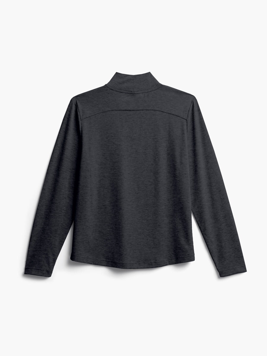 women's black composite merino mock neck flat shot of back