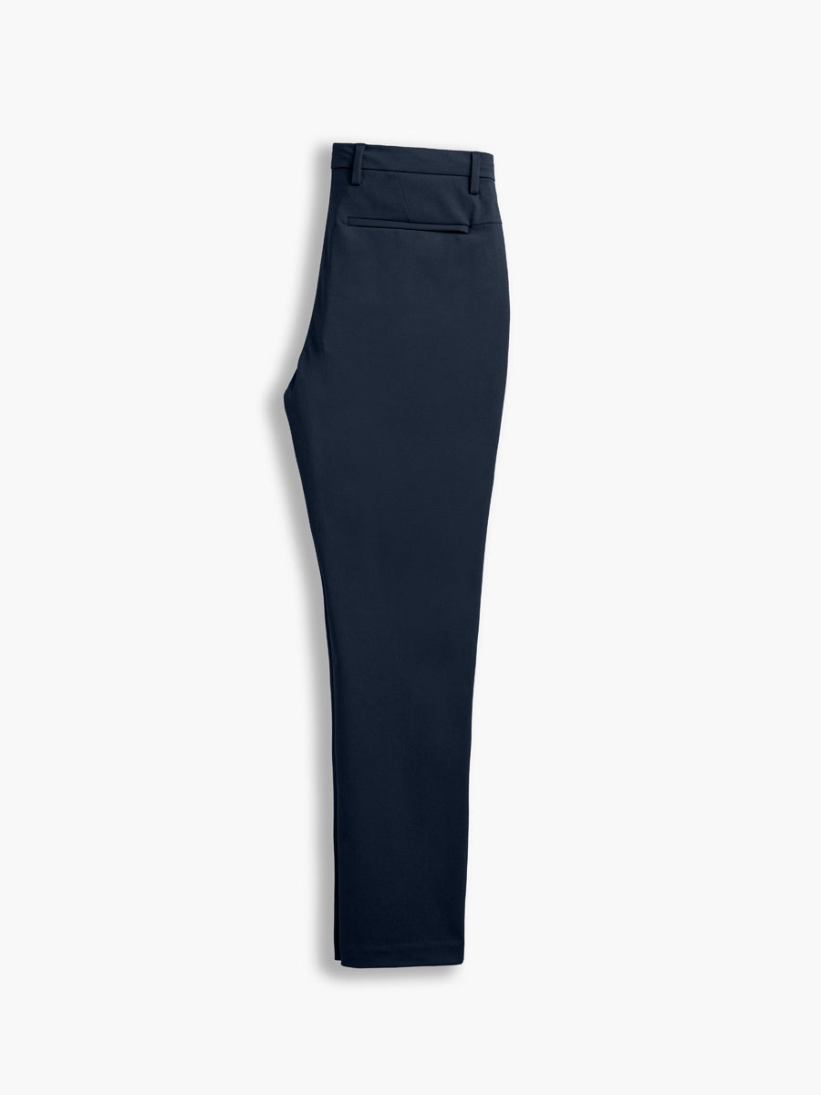 men's navy kinetic tapered pant flat shot of back folded