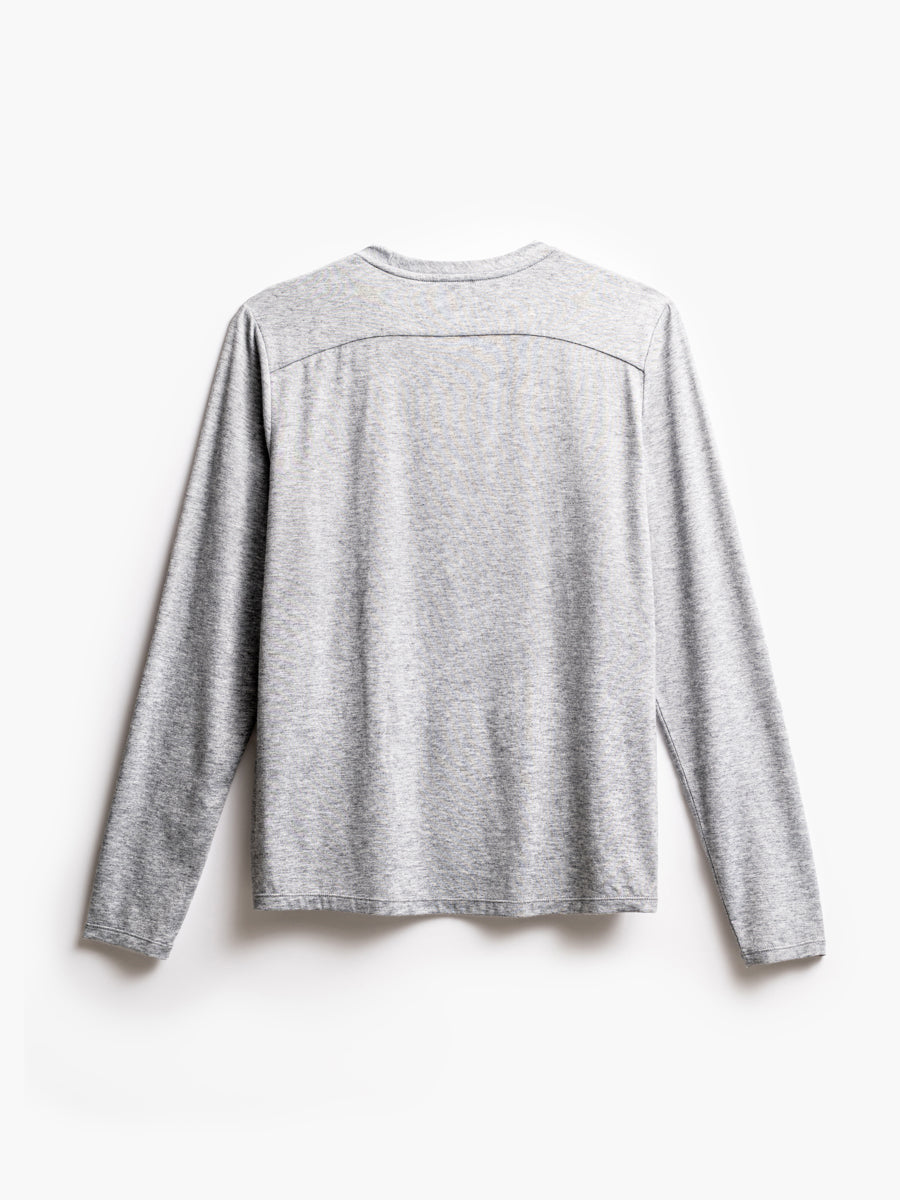 men's pale grey heather composite merino long sleeve tee flat shot of back