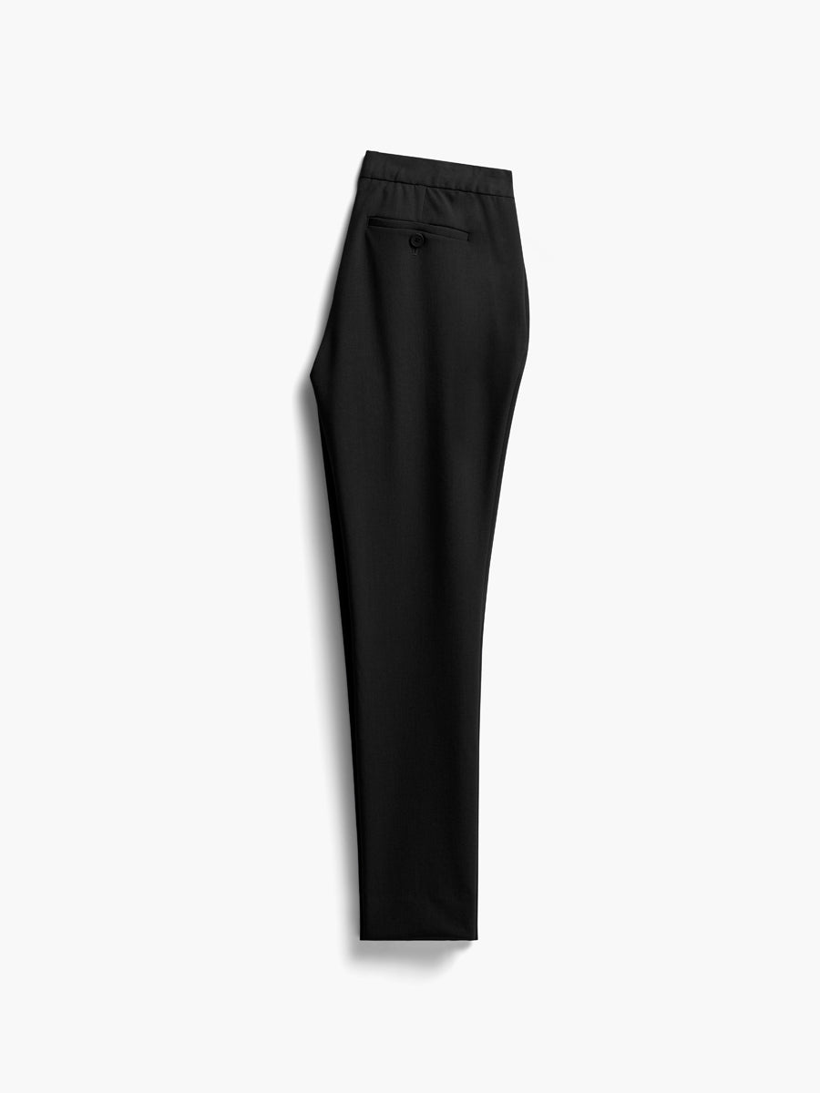 women's black velocity tapered pant flat shot of back folded