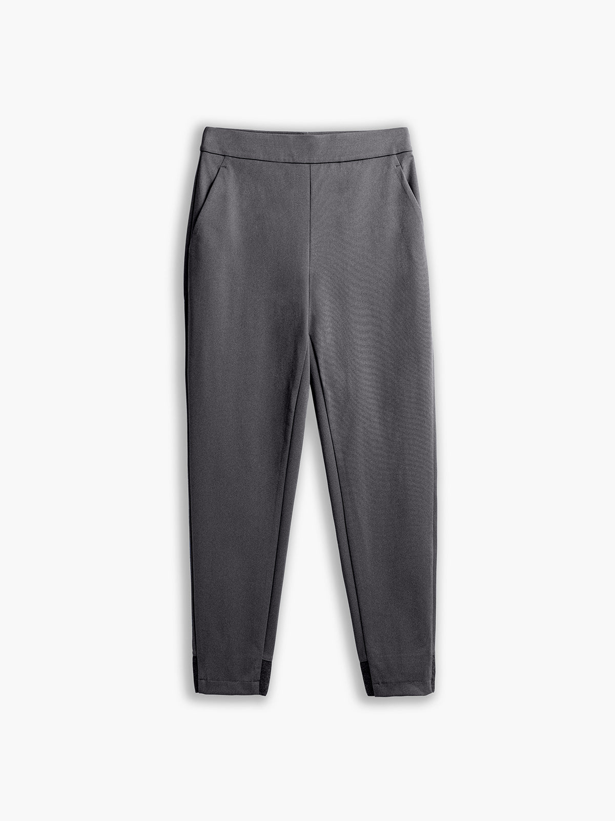 women's charcoal kinetic pull-on pant flat shot of front