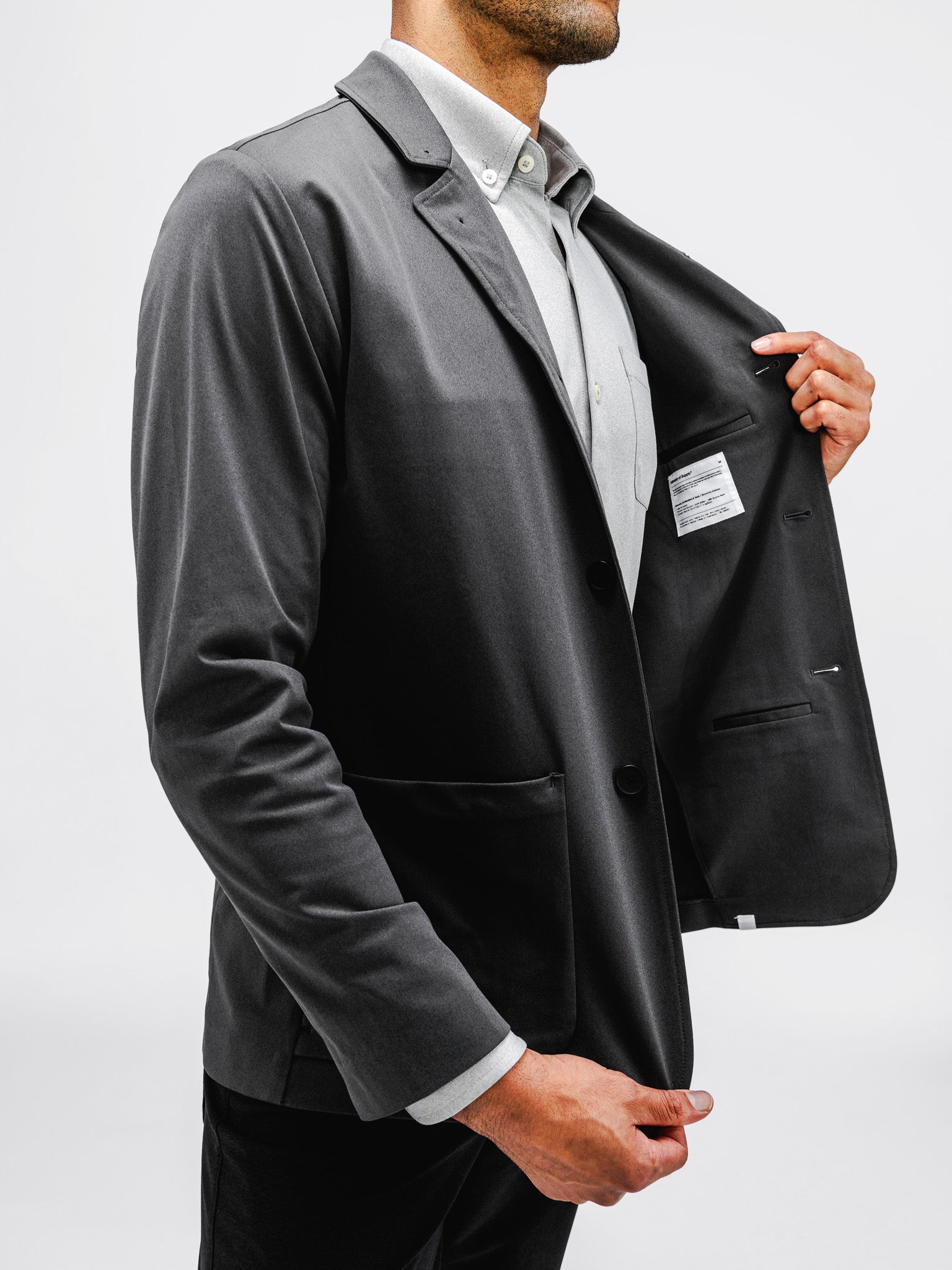 mens kinetic chore blazer charcoal on model