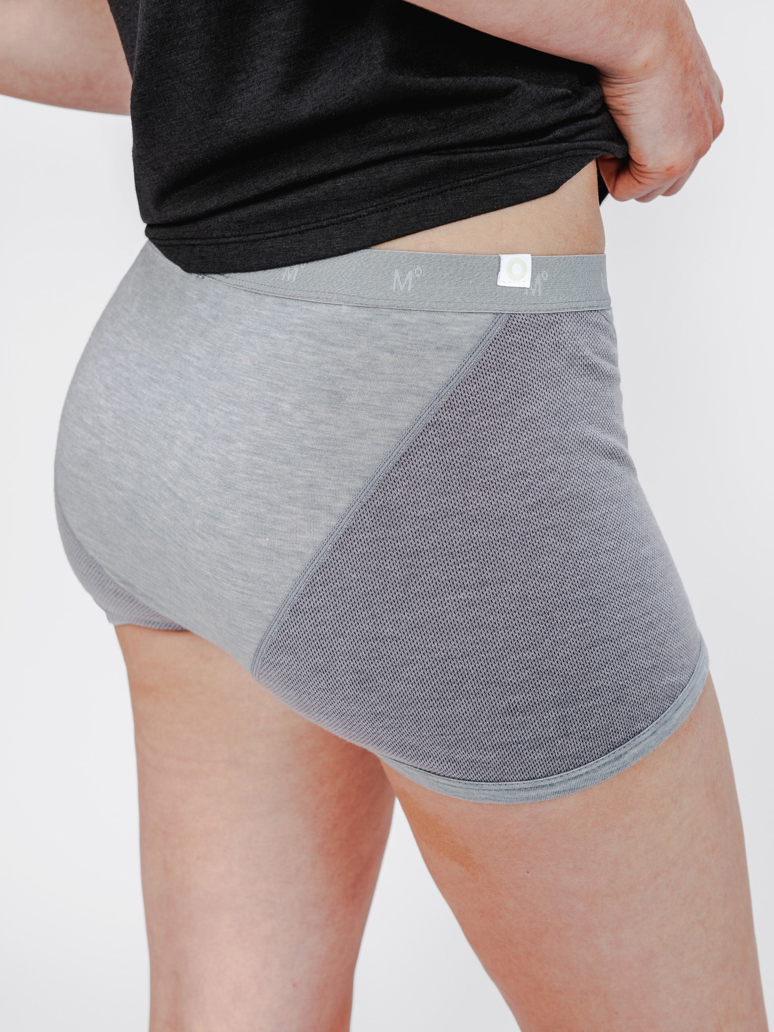 womens composite merino boxer brief on model