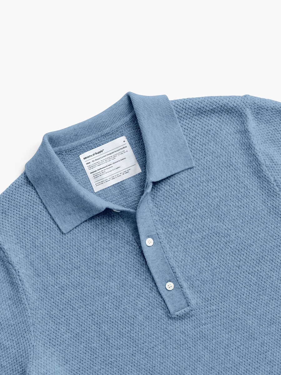 Men's Labs Atlas Short Sleeve Knit Polo chambray heather flat