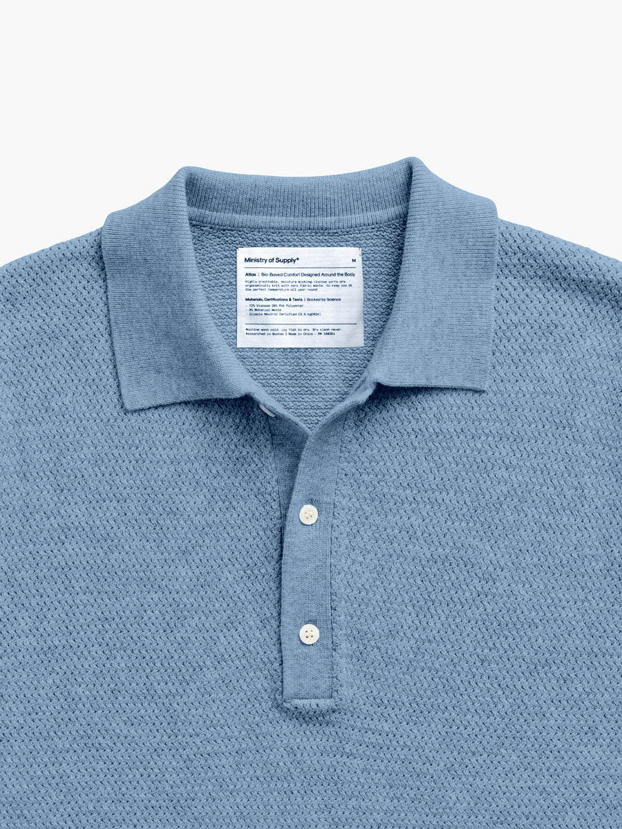 Men's Labs Atlas Short Sleeve Knit Polo chambray heather flat