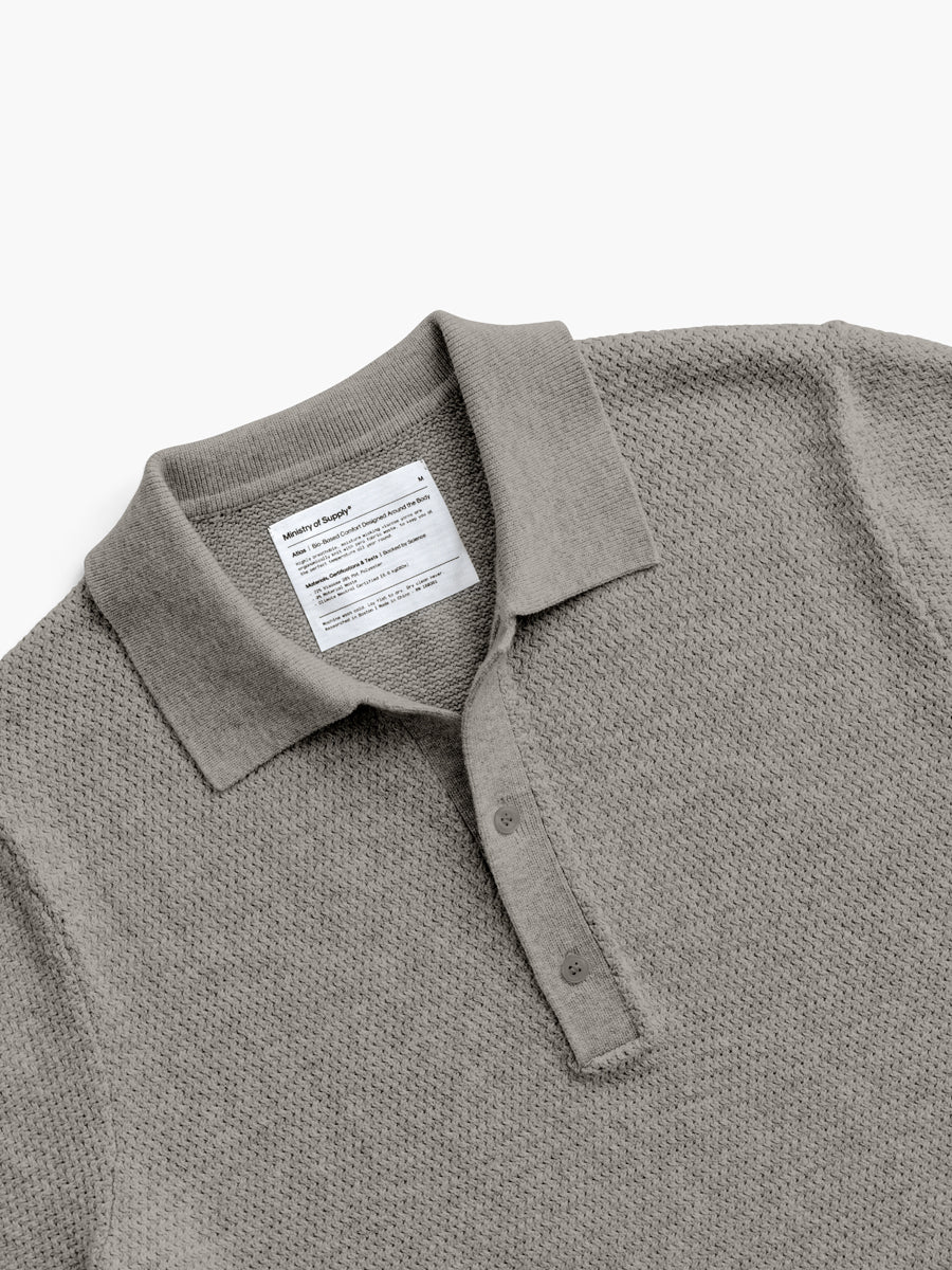 Men's Atlas Short Sleeve Knit Polo Men's Labs Atlas Short Sleeve Knit Polo taupe heather flat