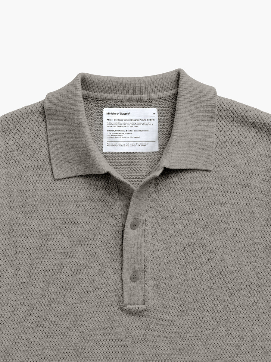 Men's Atlas Short Sleeve Knit Polo Men's Labs Atlas Short Sleeve Knit Polo taupe heather flat