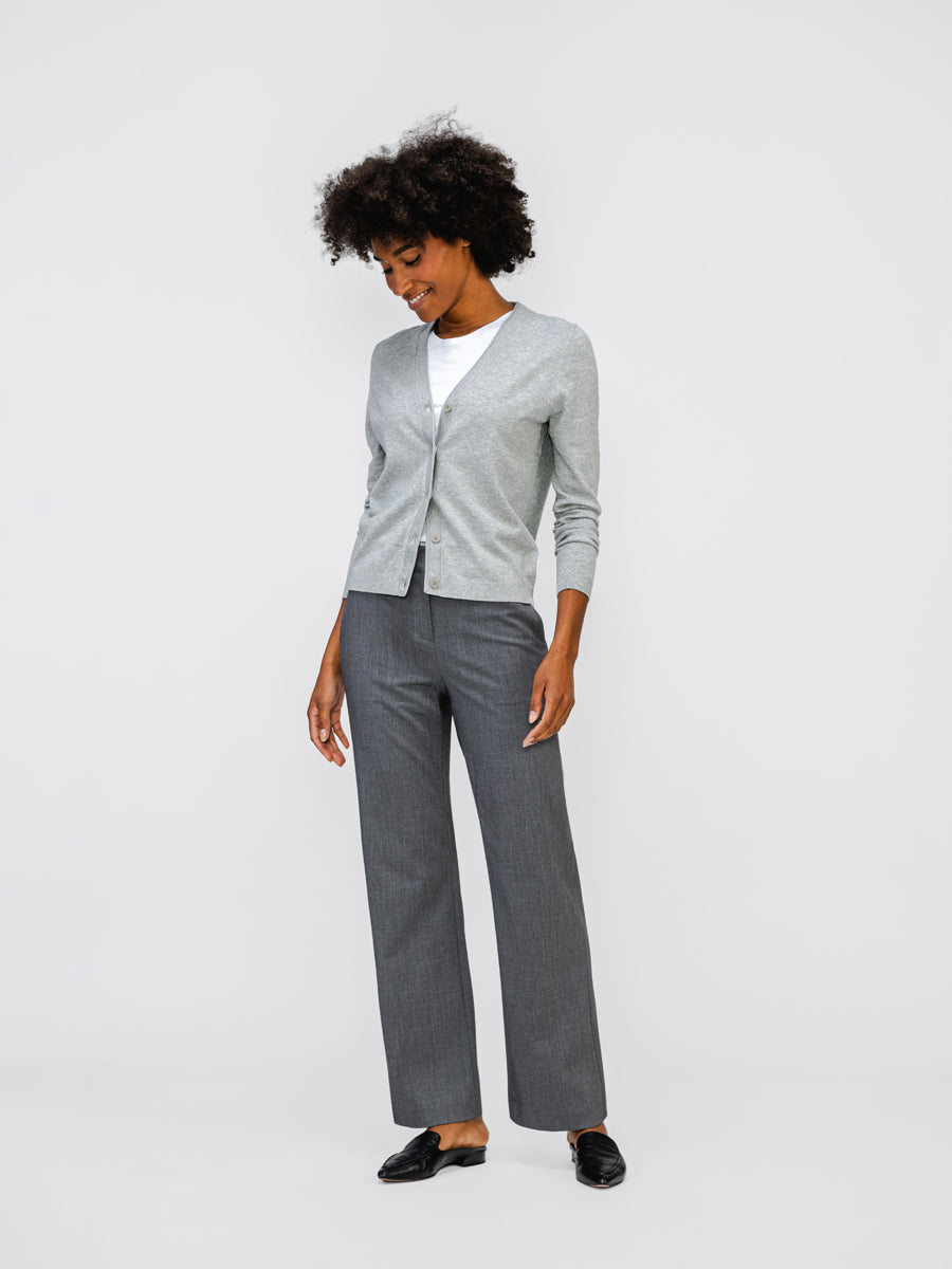 womens velocity relaxed pant soft granite on model in studio