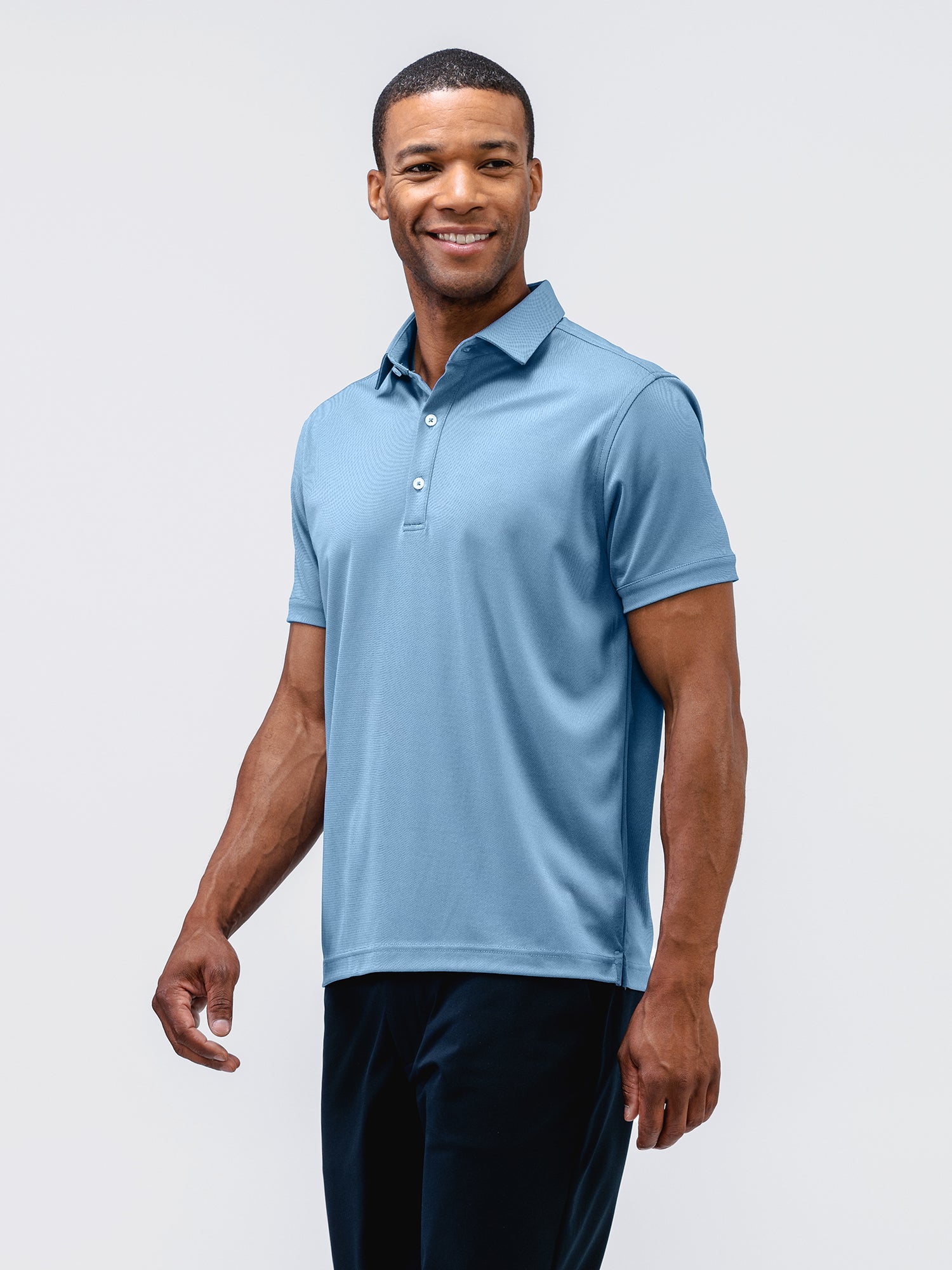 Men's Apollo Polo - Atlantic Blue Oxford flat