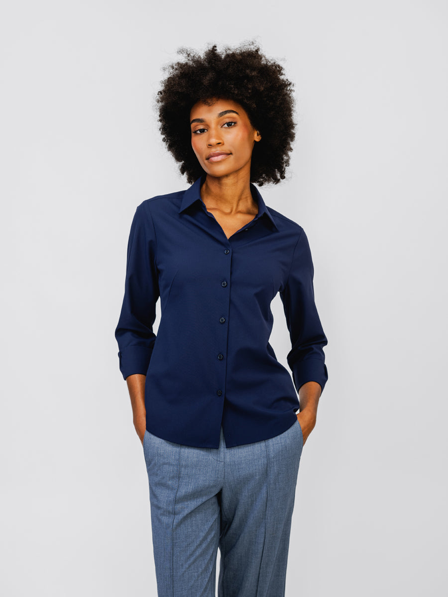 womens aero zero classic shirt nayv on model in studio