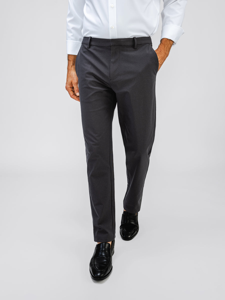 mens kinetic pant charcoal on model in studio